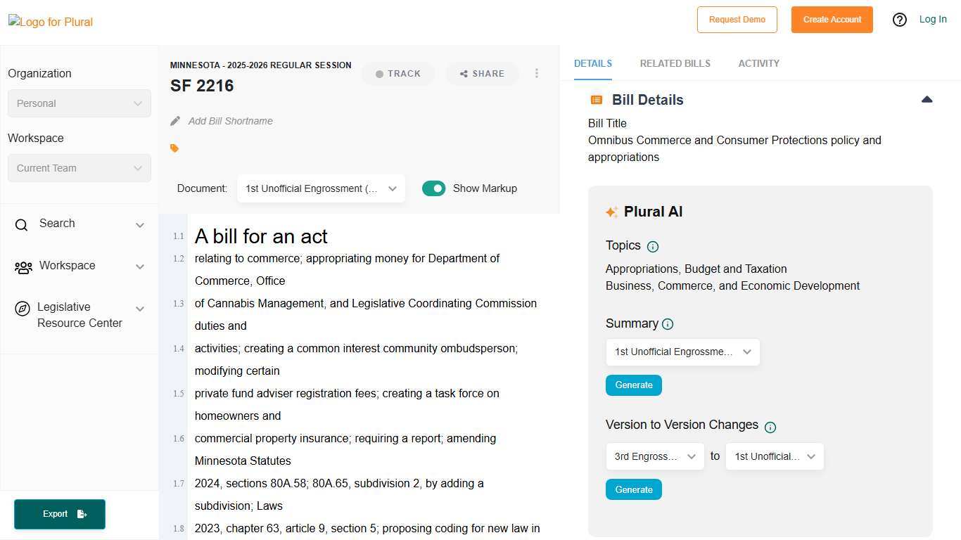 SF 2216 - Minnesota (2025-2026) - Plural