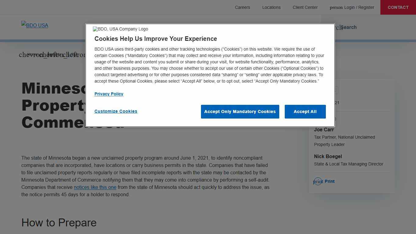 Minnesota Unclaimed Property Program Has Commenced BDO